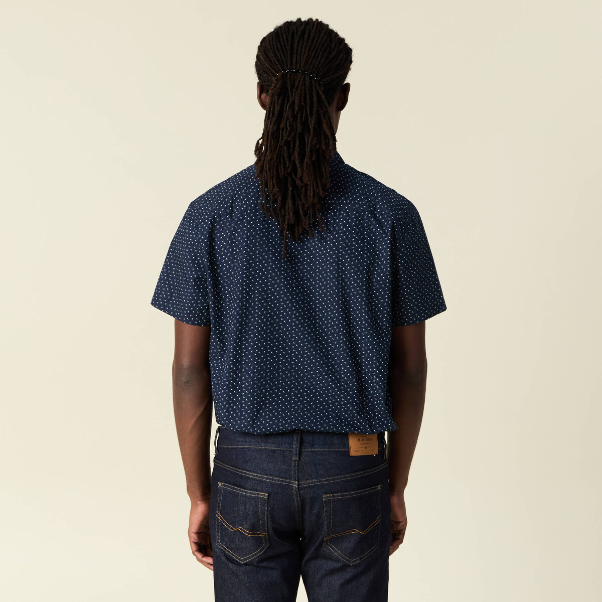 Chemise manches courtes bleu marine homme