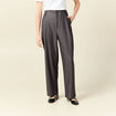 Pantalon large taille haute gris foncé femme