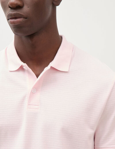 Polo cintr&eacute; en coton manches courtes rose homme
