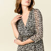 Robe longue évasée manches 3/4 noir femme