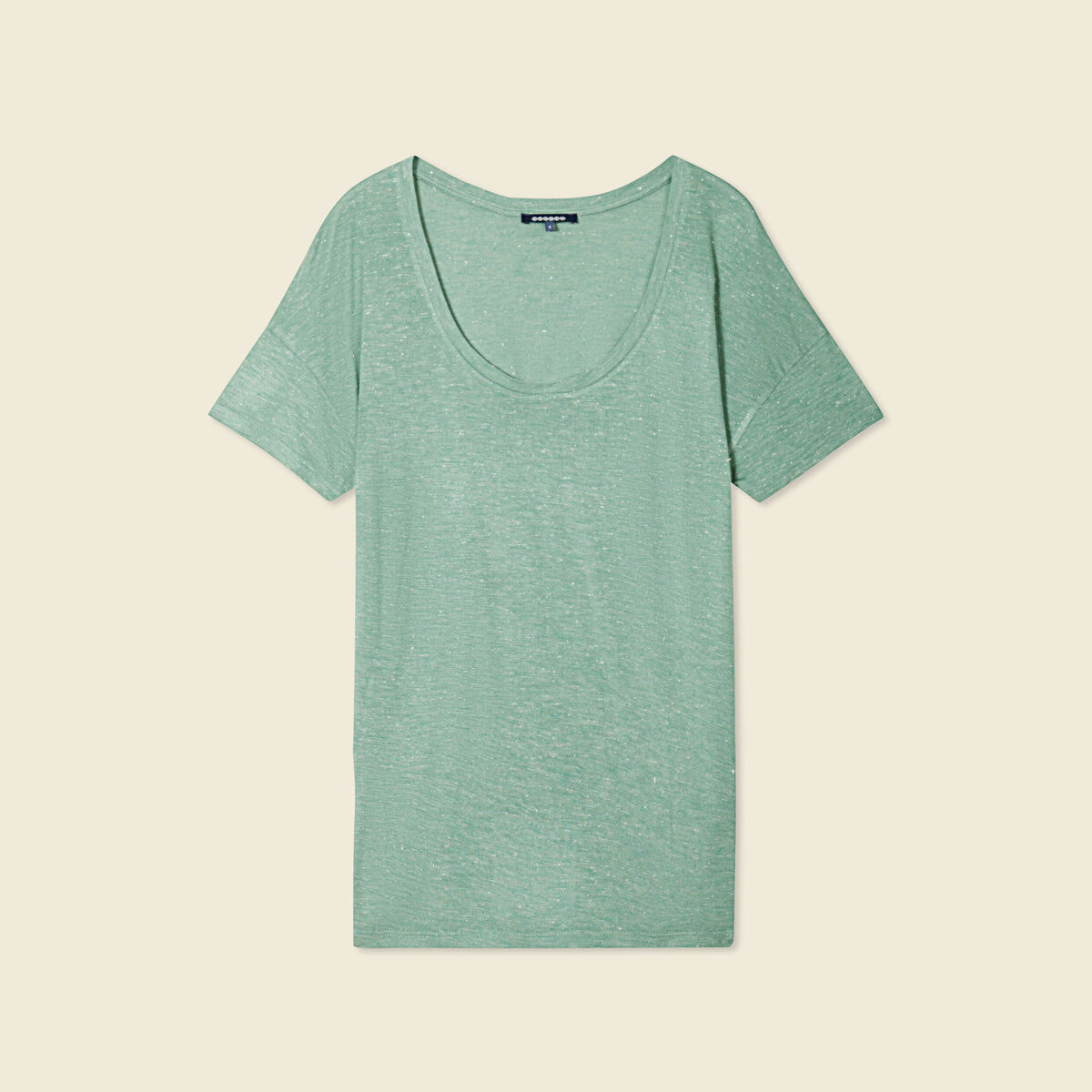 T-shirt manches courtes brillant vert foncé femme