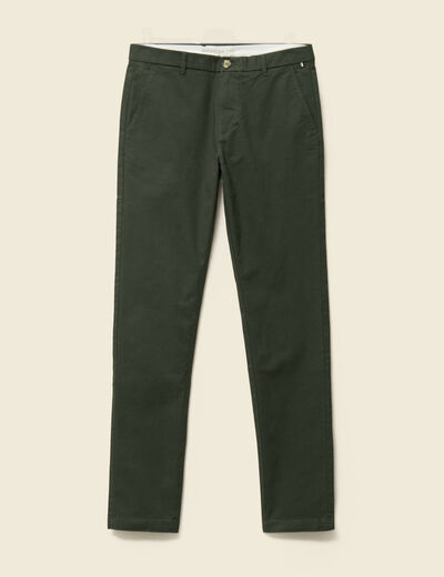 Pantalon chino slim vert kaki homme