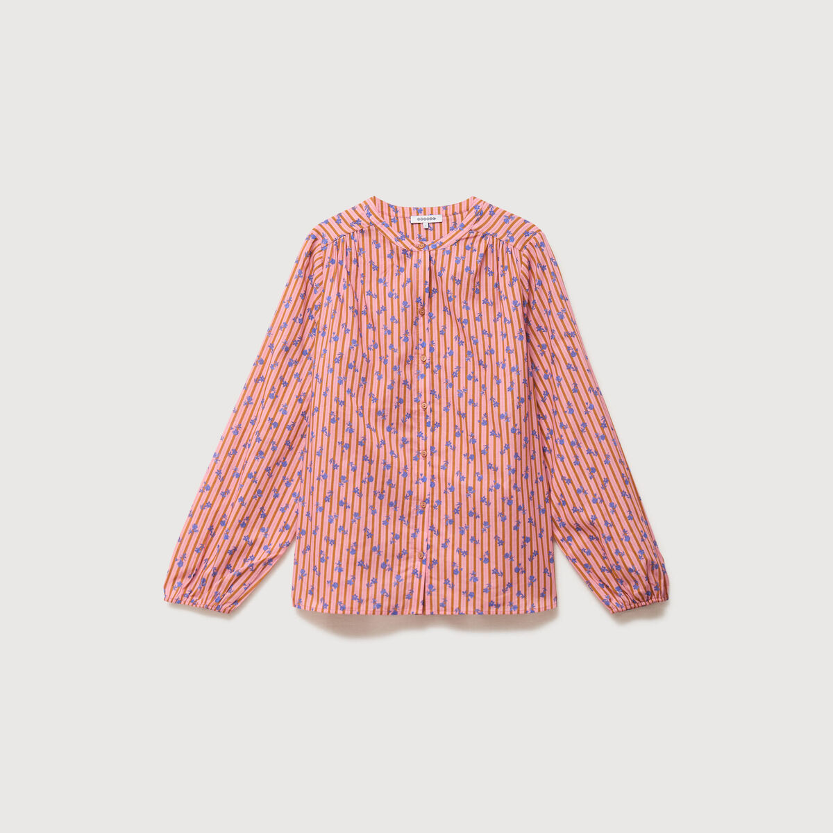 Chemise ample en coton col rond rose corail femme