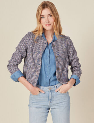 Veste droite éco-responsable bleu femme