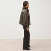 Blouson oversize manches longues vert olive femme