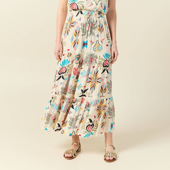 jupe longue evasee blanc femme Jupe longue évasée blanc femme