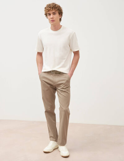 Pantalon straight longueur 32 ceinture taupe homme