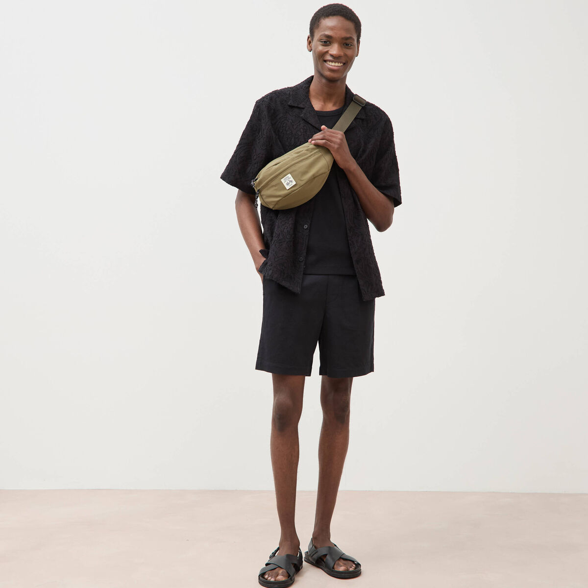 Chemise boyfriend en coton noir homme