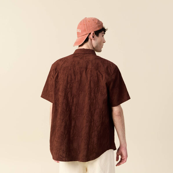 Chemise manches courtes bordeaux homme