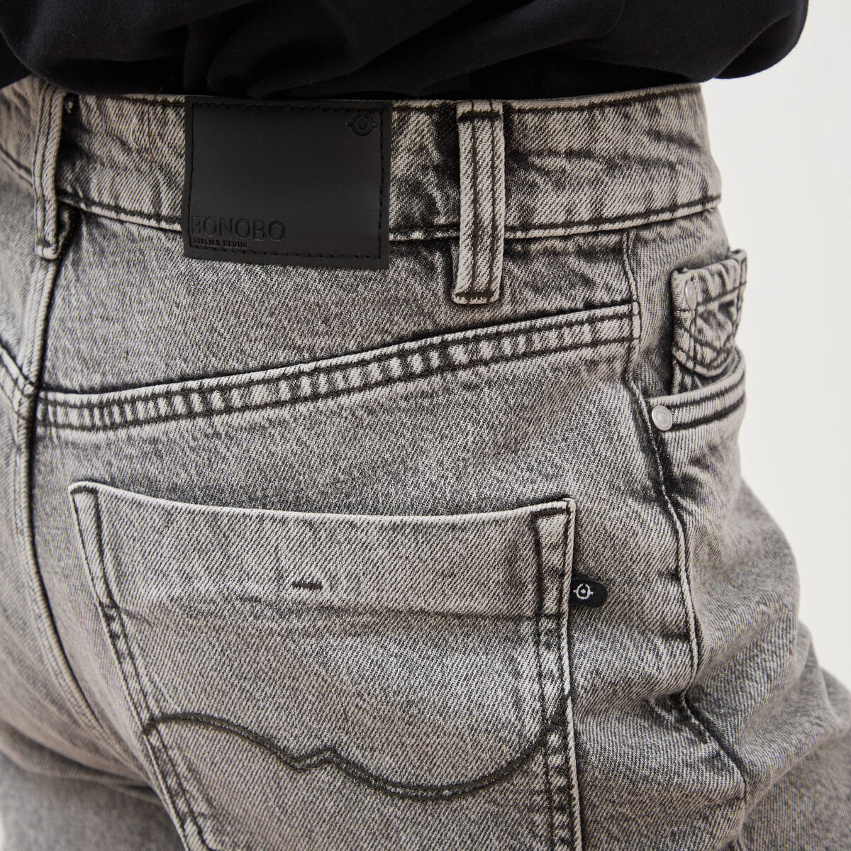 Jeans mom 7/8&egrave;me denim snow gris femme