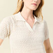Pull manches courtes creme femme