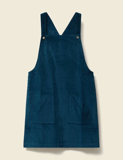 Robe sans manches en velours bleu canard femme