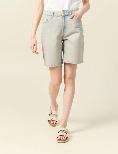 Bermuda droit en jean bleu ciel femme
