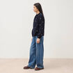 Chemise en coton avec broderie bleu marine femme