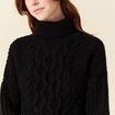 Pull manches longues col roul&eacute; brillant noir femme