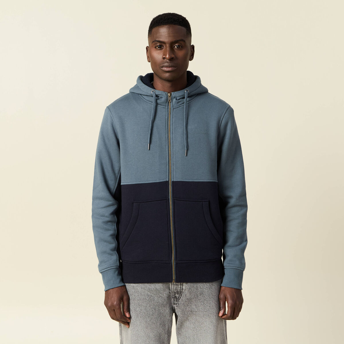 Sweat zipp&eacute; &agrave; capuche vert fonc&eacute; homme