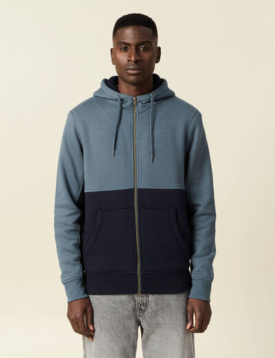 Sweat zipp&eacute; &agrave; capuche vert fonc&eacute; homme