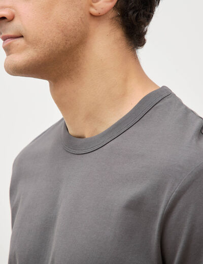 T-shirt en coton manches courtes gris fonc&eacute; homme