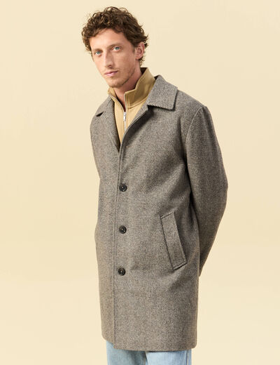 Manteau droit long col classique beige homme