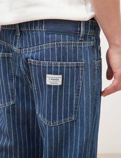 Jeans large ray&eacute; longueur 32 denim stone homme