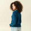 Pull col rond manches longues bleu canard femme