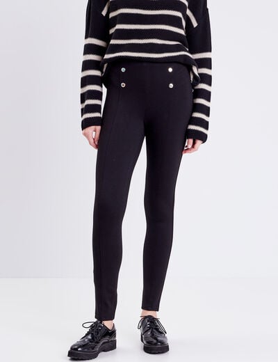 Pantalon jegging taille haute noir femme