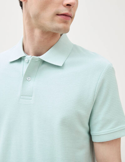 Polo cintr&eacute; manches courtes bleu gris homme
