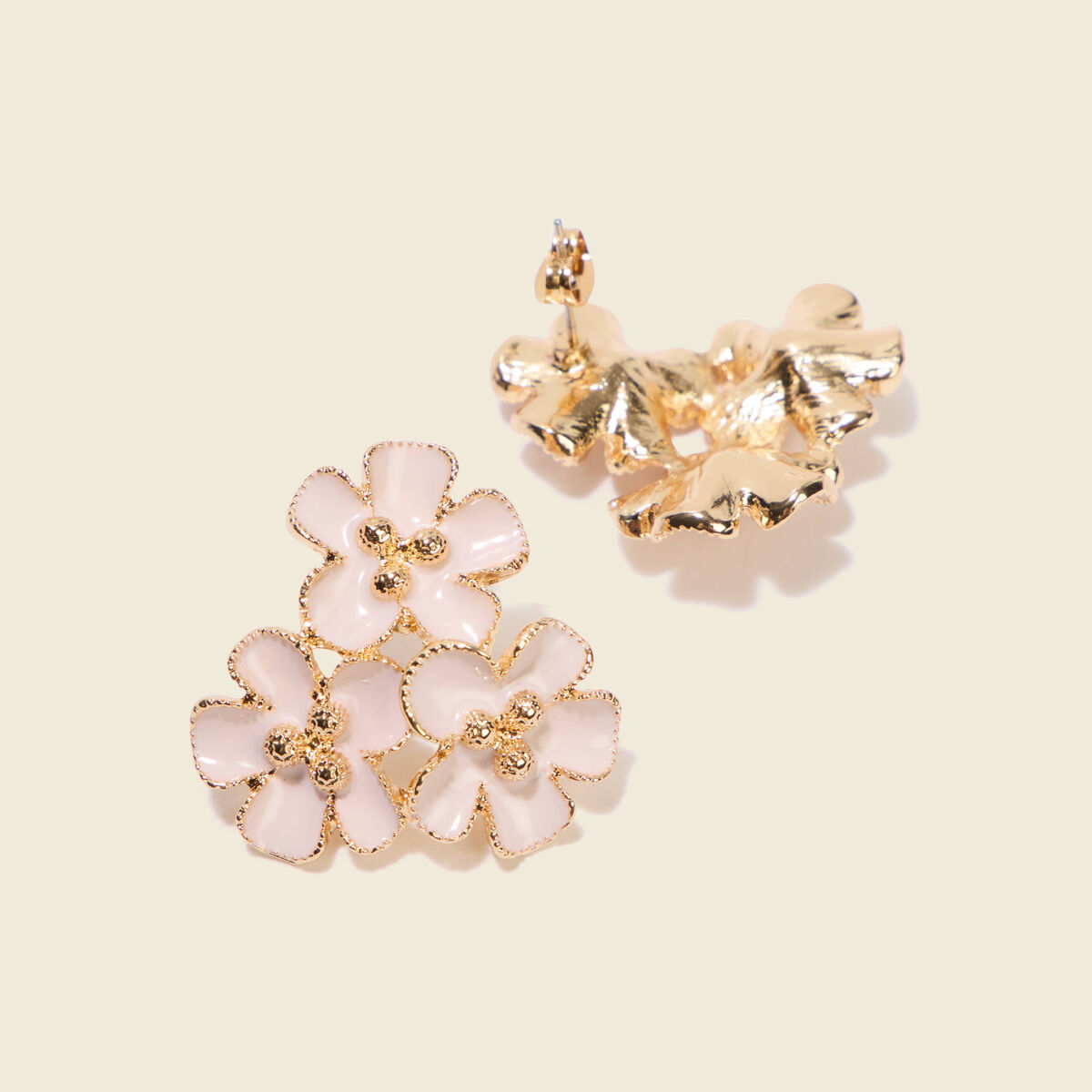 Boucles d'oreilles rose poudr&eacute;e femme