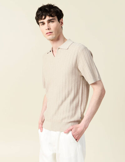 Polo manches courtes beige homme