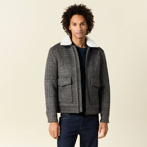 Blouson zippé col aviateur gris foncé homme