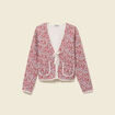 Cardigan droit court manches longues orange corail femme