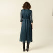 Robe longue évasée manches 3/4 bleu canard femme