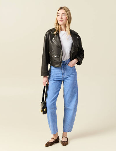 Jeans slouchy 7/8ème denim baby bleu femme