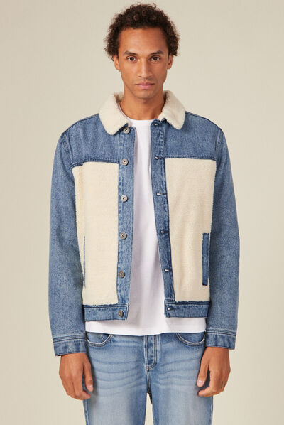 Blouson droit en jean denim stone homme