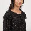 Blouse droite manches longues col rond noir femme