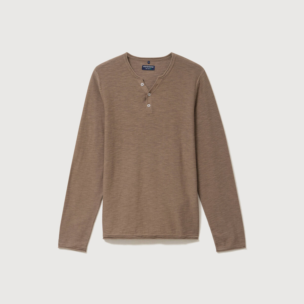 Pull manches longues taupe homme