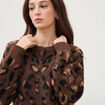Gilet manches longues col rond marron fonc&eacute; femme