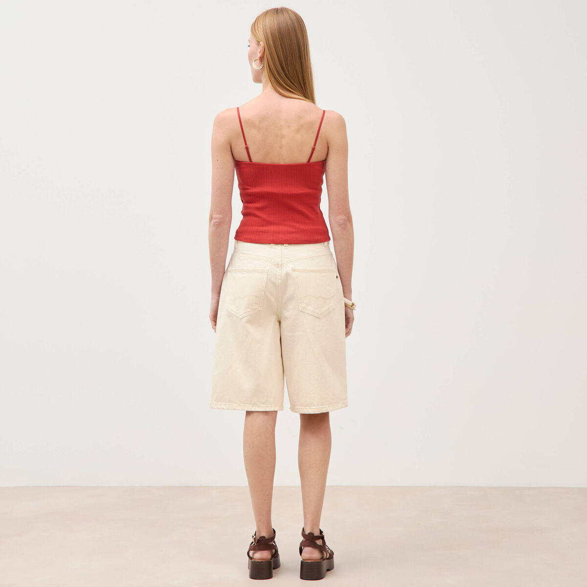 D&eacute;bardeur 2 en 1 avec brassi&egrave;re int&eacute;gr&eacute;e orange fonc&eacute; femme
