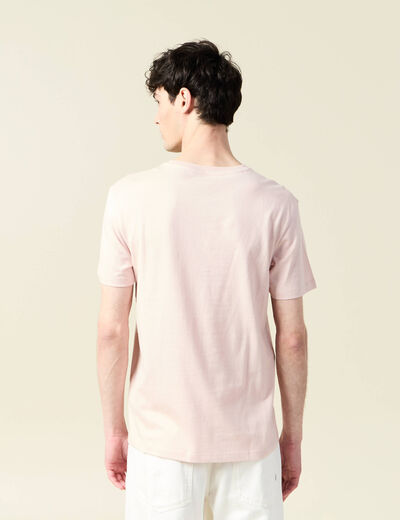 T-shirt cintr&eacute; col rond manches courtes rose pastel homme