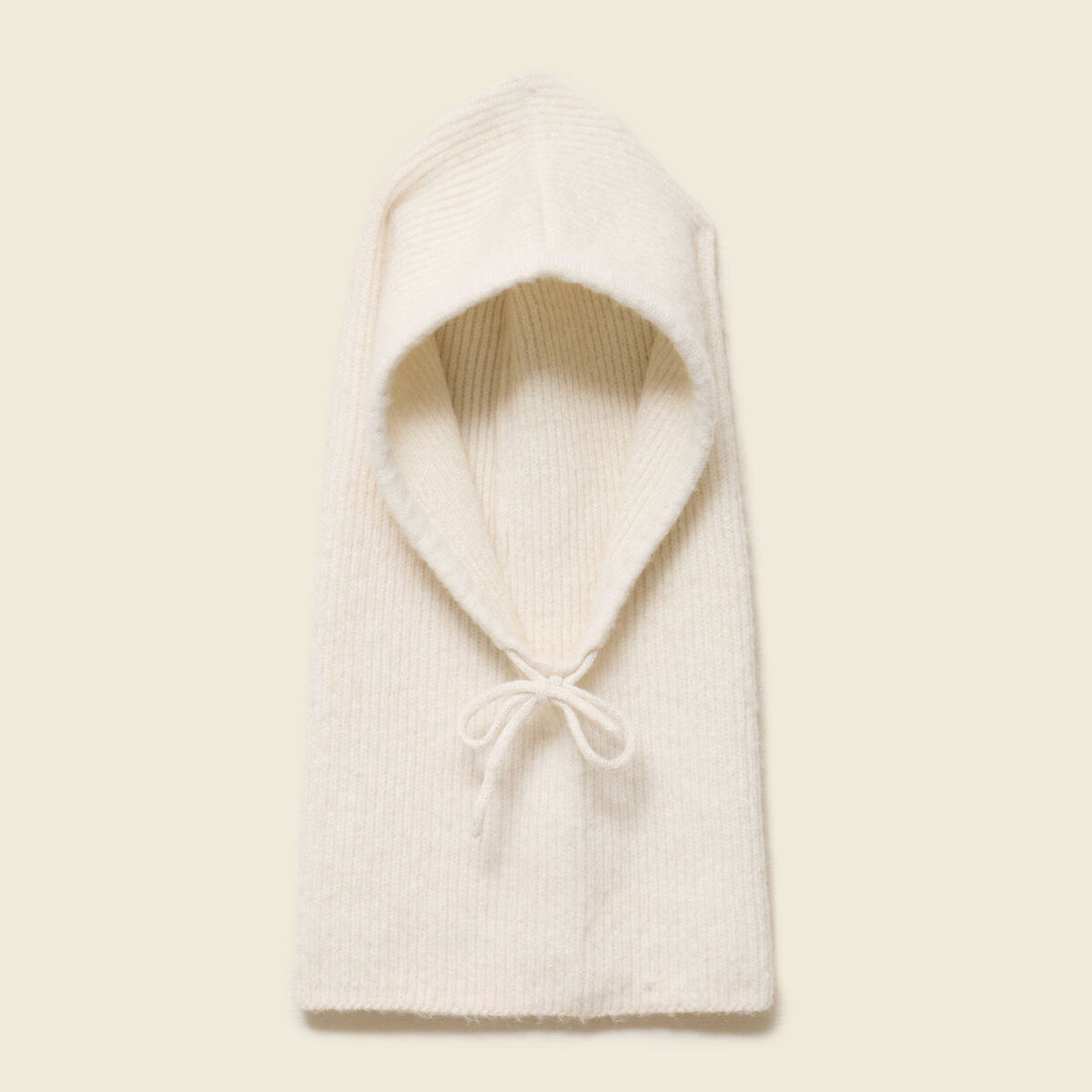Cagoule tricot&eacute;e ecru femme