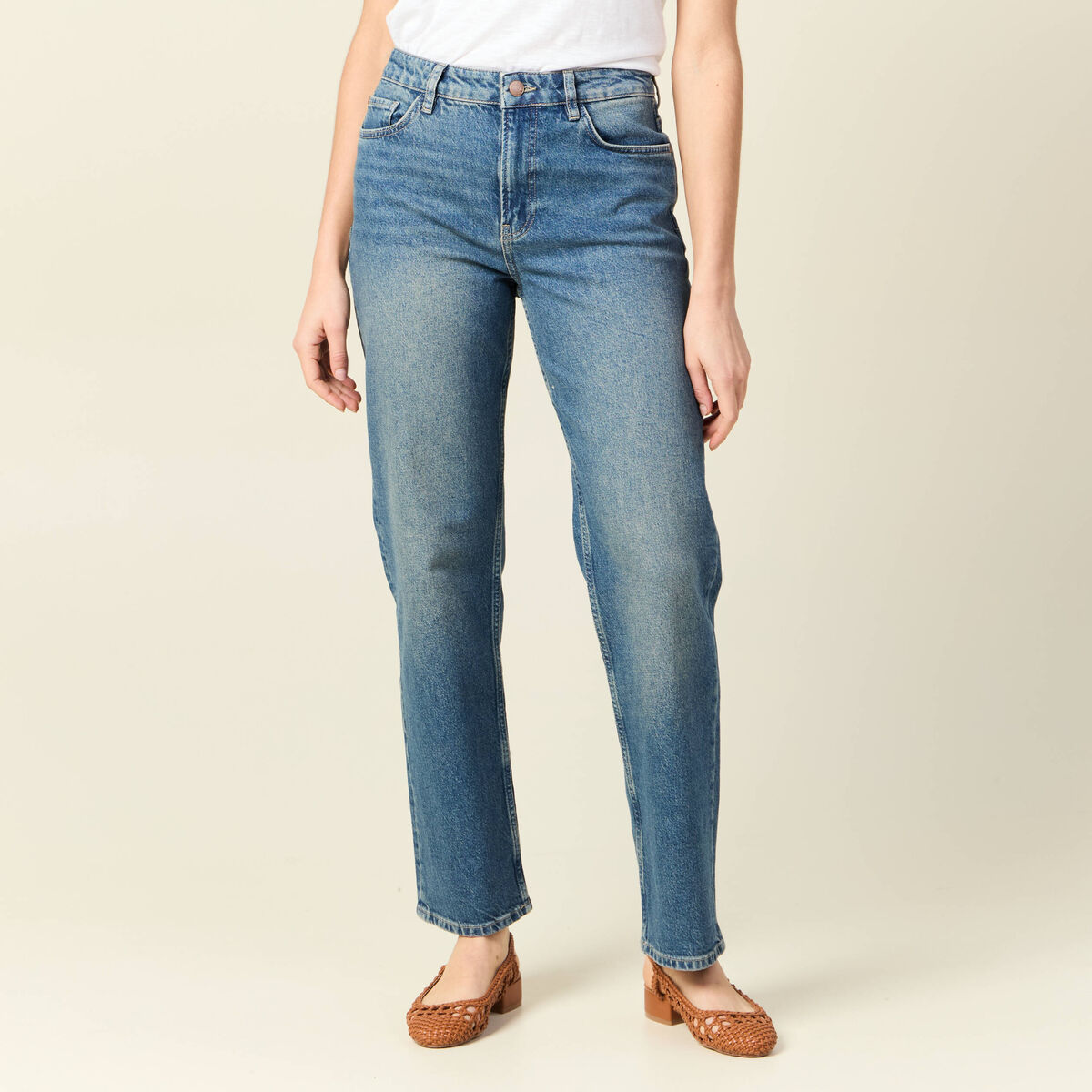 Jeans straight denim dirty femme