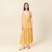 Robe longue évasée à perles jaune femme
