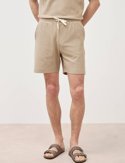 Short droit avec cordon beige homme