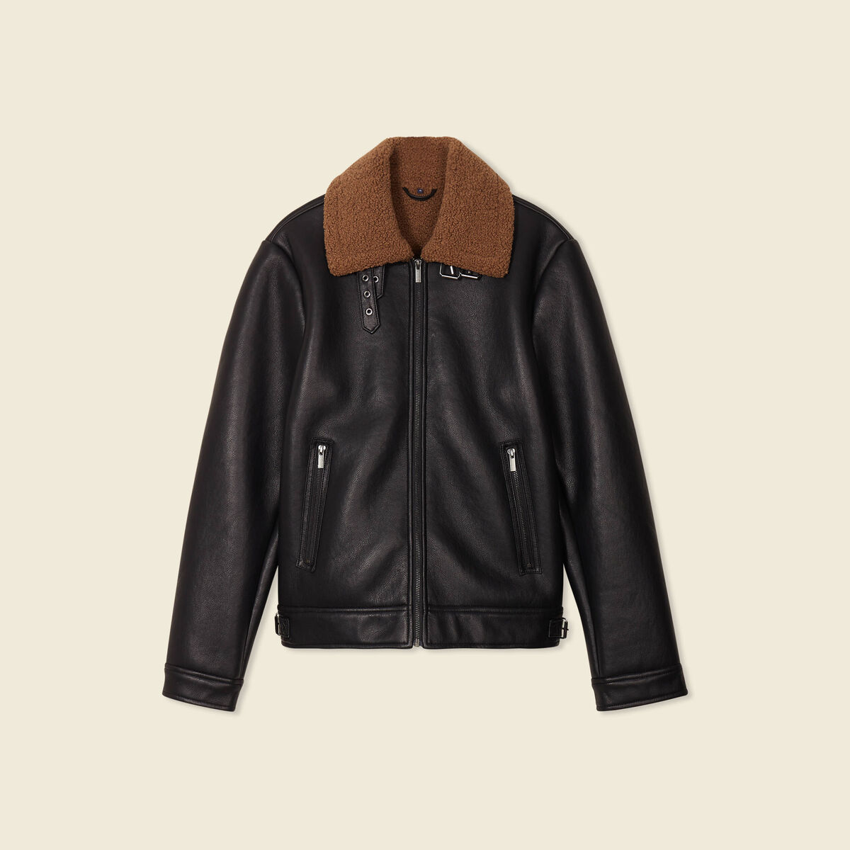 Blouson aviateur simili cuir noir homme