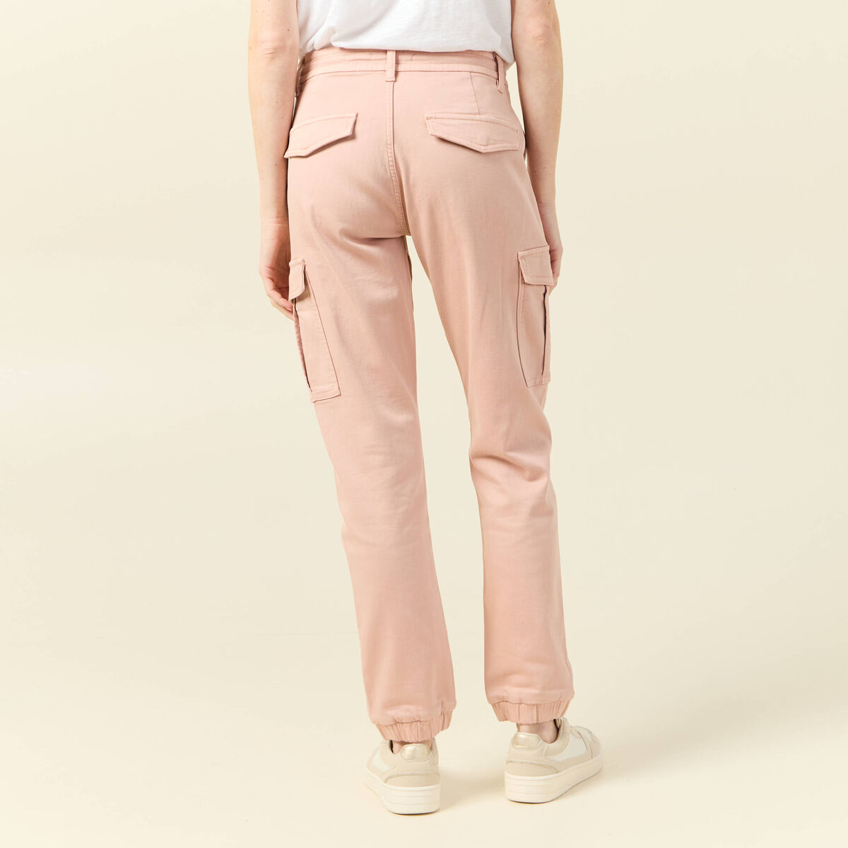 Pantalon cargo battle 7/8ème vieux rose femme