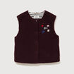 Cardigan droit sans manches doubl&eacute; bordeaux femme