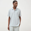 Polo manches courtes col cubain gris clair homme