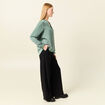Blouse manches longues satin vert kaki femme