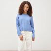 Pull col rond manches longues bleu clair femme