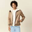Blouson suédine zippé marron foncé homme